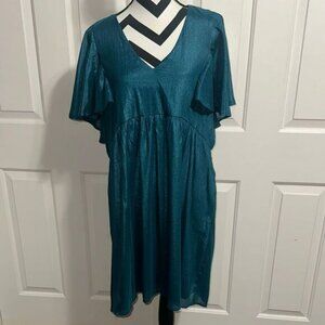 ARULA Flutter Sleeve Teal Dress